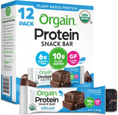 Orgain Organic Vegan Protein Bars, Chocolate Brownie, Pack of 12 Only $11.69